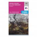 Landranger 20 Beinn Dearg and Loch Broom Ben Wyvis Map With Digital Version Pink
