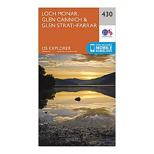 Explorer 430 Loch Monar Glen Cannich and Glen Strathfarrar Map With Digital Version Orange