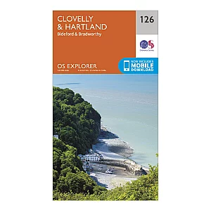 Explorer 126 Clovelly and Hartland Map With Digital Version Orange