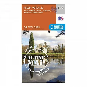 Explorer Active 136 High Weald and Royal Tunbridge Wells Map With Digital Version Orange