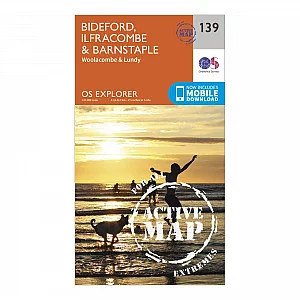 Explorer Active 139 Bideford Ilfracombe and Barnstaple Map With Digital Version Orange