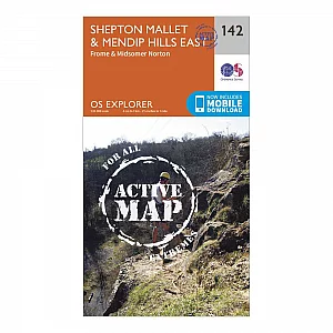 Explorer Active 142 Shepton Mallet and Mendip Hills East Map With Digital Version Orange