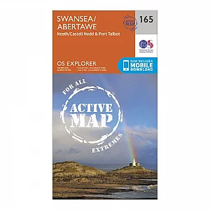 Explorer Active 165 Swansea Neath and Port Talbot Map With Digital Version Orange