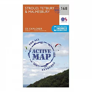 Explorer Active 168 Stroud Tetbury and Malmesbury Map With Digital Version Orange