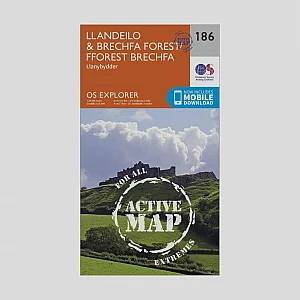 Explorer Active 186 Llandeilo and Brechfa Forest Map With Digital Version Orange