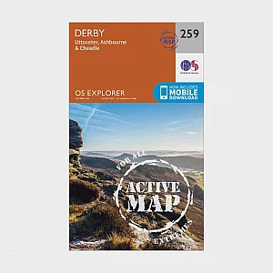 Explorer Active 259 Derby Uttoxeter Ashbourne and Cheadle Map With Digital Version Orange