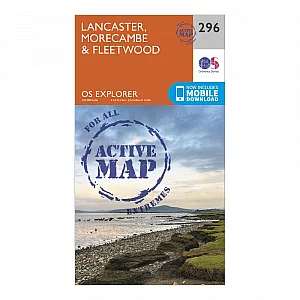 Explorer Active 296 Lancaster Morecambe and Fleetwood Map With Digital Version Orange