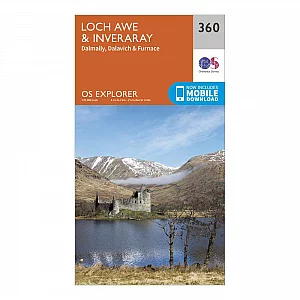 Explorer 360 Loch Awe and Inverarary Map With Digital Version Orange