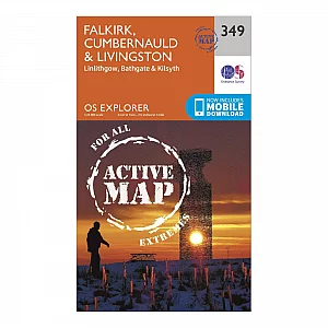 Explorer Active 349 Falkirk Cumbernauld and Livingston Map With Digital Version Orange