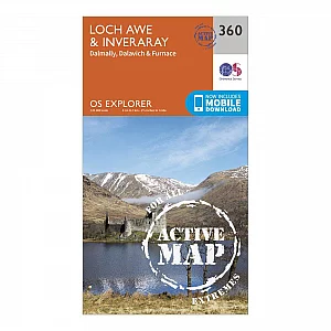 Explorer Active 360 Loch Awe and Inveraray Map With Digital Version Orange