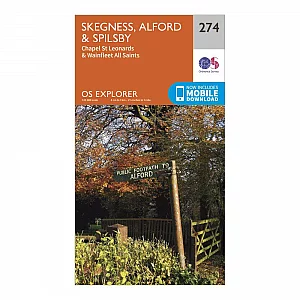 Explorer 274 Skegness Alford and Spilsby Map With Digital Version Orange