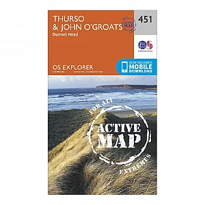 Explorer Active 451 Thurso and John oGrates Map With Digital Version Orange