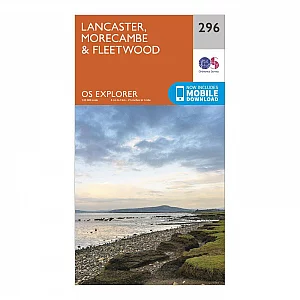 Explorer 296 Lancaster Morecambe and Fleetwood Map With Digital Version Orange