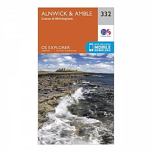 Explorer 332 Alnwick and Amble Map With Digital Version Orange