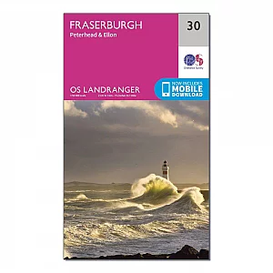 Landranger 30 Fraserburgh Peterhead and Ellon Map With Digital Version Pink