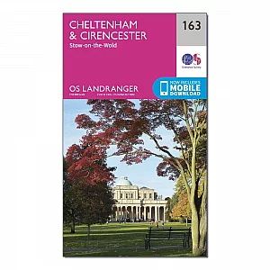 OS Landranger 163 Cheltenham and Cirencester StowontheWold Map Pink