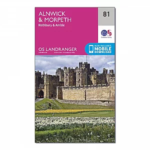 Landranger 81 Alnwick and Morpeth Rothbury and Amble Map With Digital Version Pink