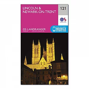OS Landranger 121 Lincoln and NewarkonTrent Map Pink