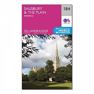 Landranger 184 Salisbury and The Plain Amesbury Map With Digital Version Pink