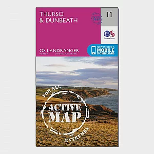 Landranger Active 11 Thurso and Dunbeath Map With Digital Version Pink