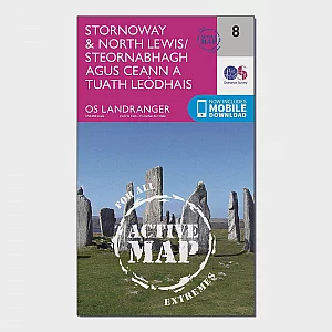 Landranger Active 8 Stornoway and North Lewis Map With Digital Version Pink