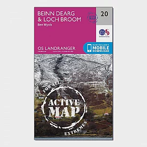 Landranger Active 20 Beinn Dearg and Loch Broom Map With Digital Version Pink