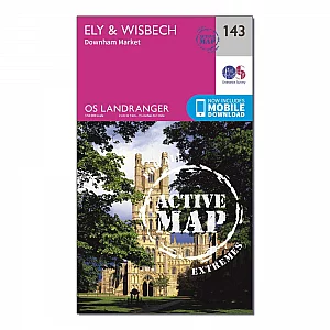 Landranger Active 143 Ely and Wisbech Downham Market Map With Digital Version Pink