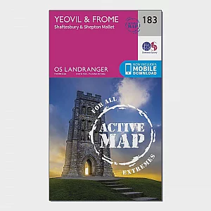 Landranger Active 183 Yeovil and Frome Map With Digital Version Pink